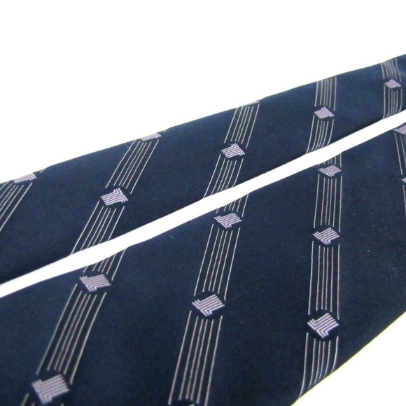 Vintage LANVIN Paris Tie LL Monogram Navy Blue - Picture 7 of 8
